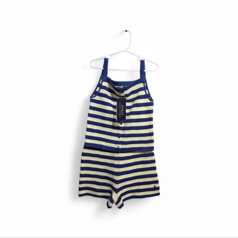 Polo Ralph Lauren Girls Knit Striped Sleeveless Tank Top & Shorts Set Size 7